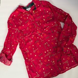 Jaclyn Smith Womens Blouse Size Small Fuchsia Key Button Up Long Sleeve Retro
